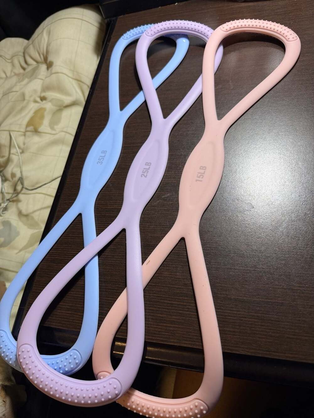 3-Piece Figure 8 Resistance Band Set (15lb, 25lb, 35lb) for Yoga and Pilates
